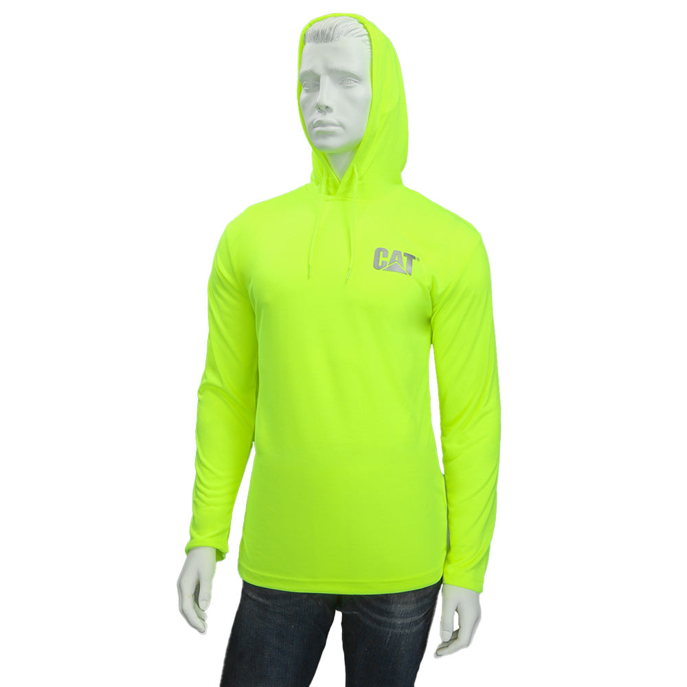 Caterpillar Hi Vis Hoodie Yellow Cat Hi-Vis UPF Hooded Long Sleeve