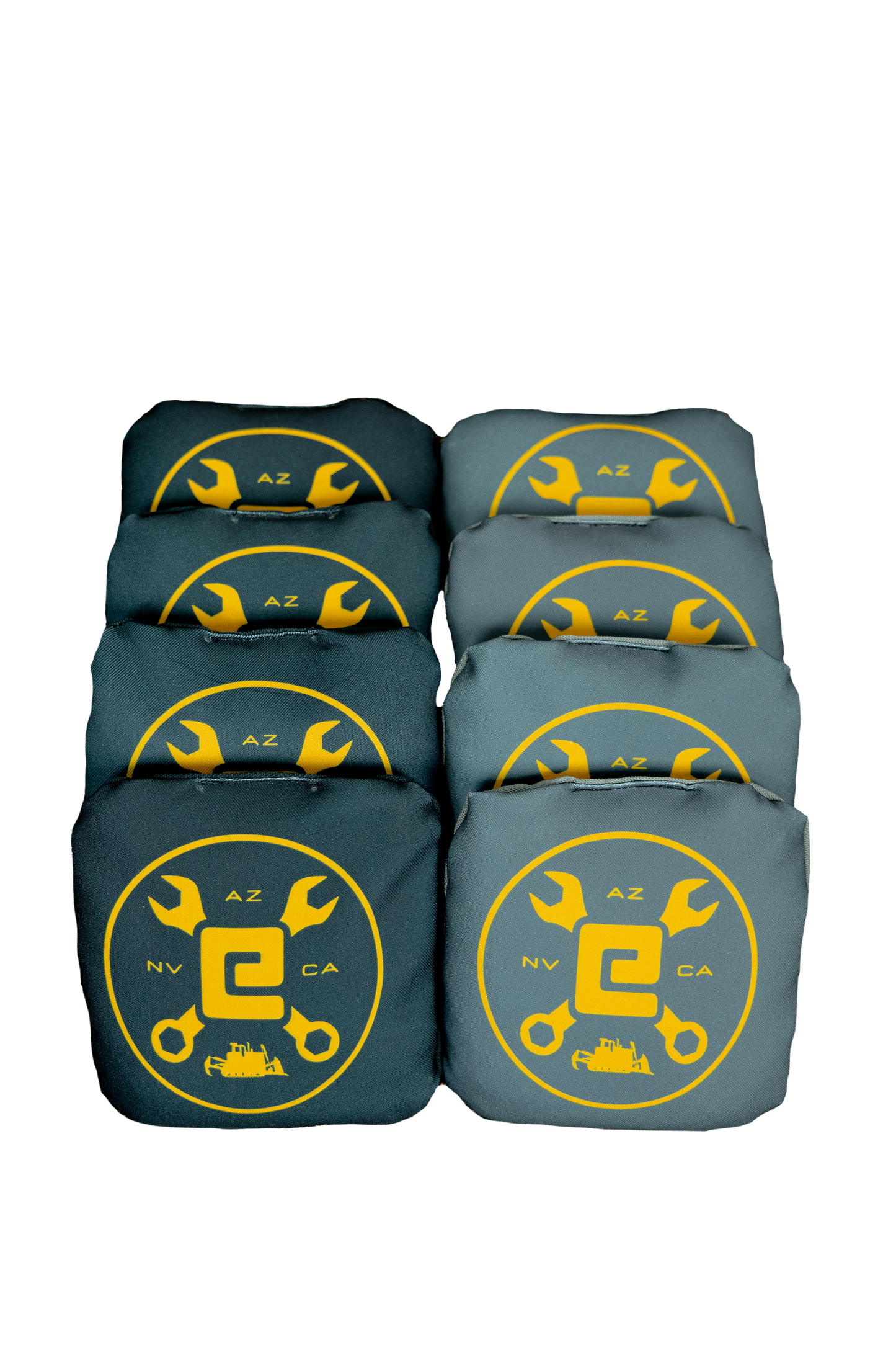 Yellow Cross Wrench Cornhole Board