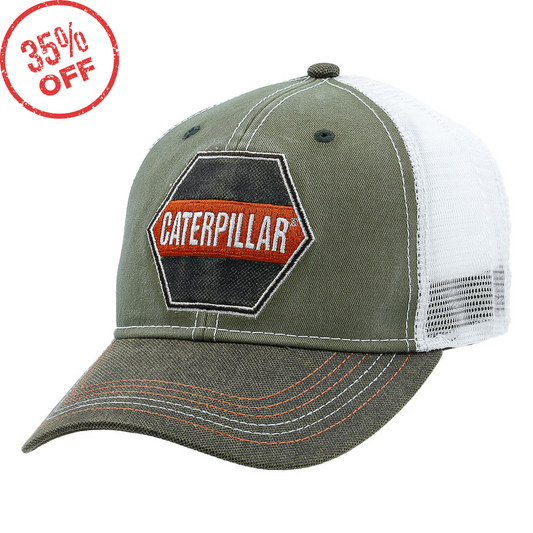 Caterpillar Faux Leather Mesh Hat