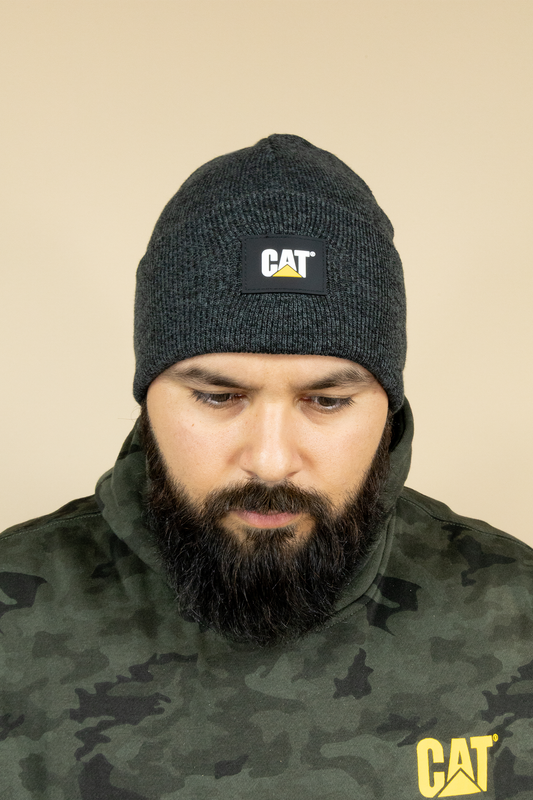 CAT Label Cuff Beanie - Grey