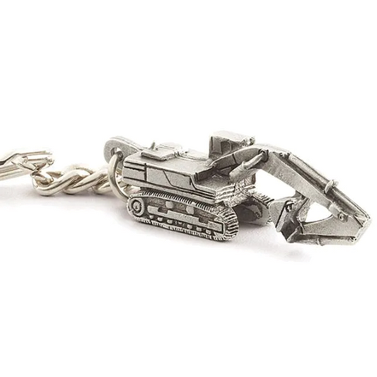 Excavator Pewter Keychain