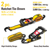 2 Piece Ratchet Tie Down Set - 16ft x 1-1/2"