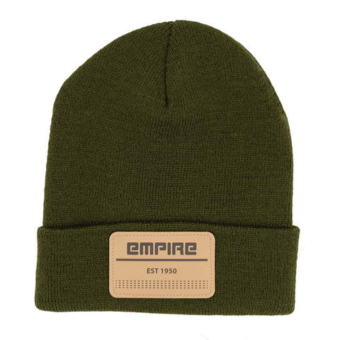 EST 1950 LEATHER PATCH BEANIE - Olive